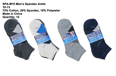 Mens Cotton/Spandex Ankle Socks - SP IMPORTS
